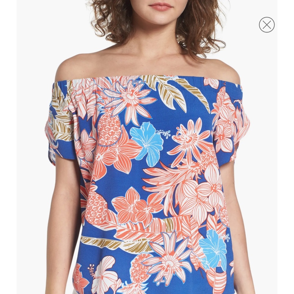 Cooper & Ella bright colored floral top size small